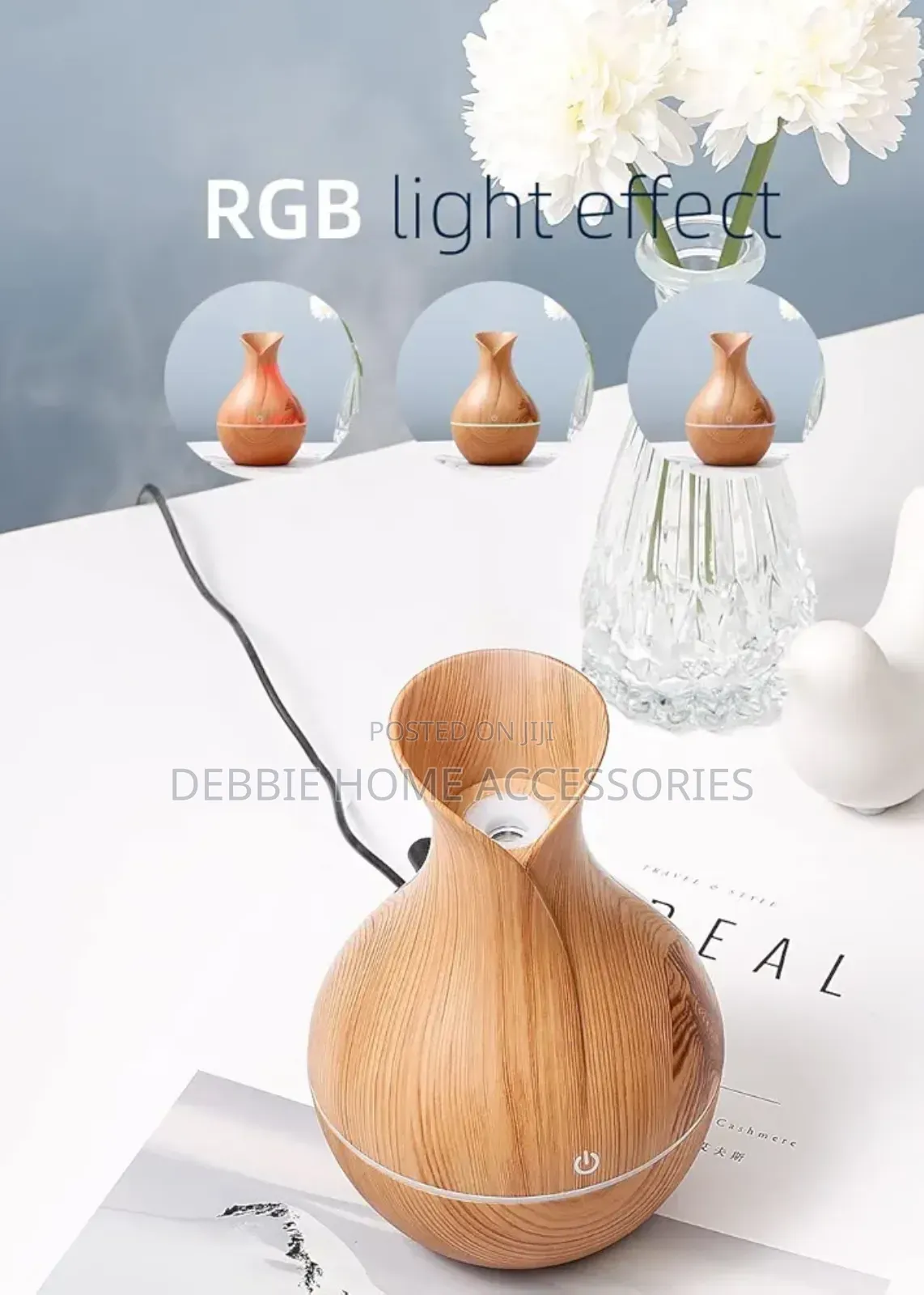 Wood-Grain Essential Oil Diffuser and Humidifier.