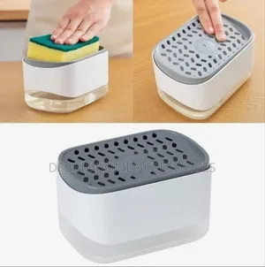 2-in-1 Soap Pump Dispenser With a Sponge Holder.