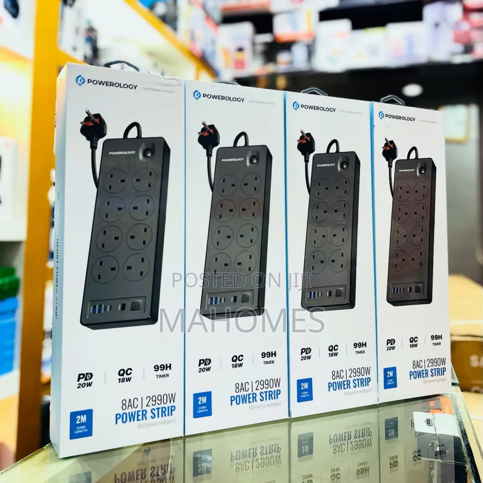 Powerology 8ac | 2990w Power Strip Pd 20w | Qc 18w | 99h Timer