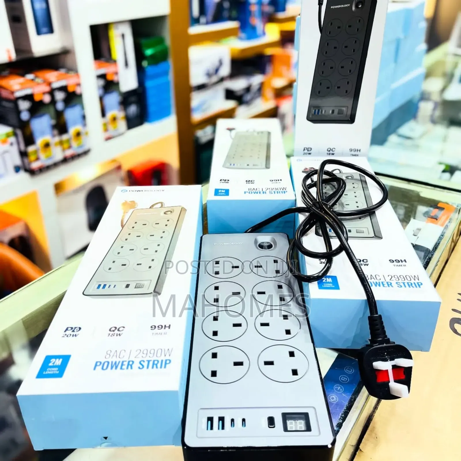 Powerology 8ac | 2990w Power Strip Pd 20w | Qc 18w | 99h Timer