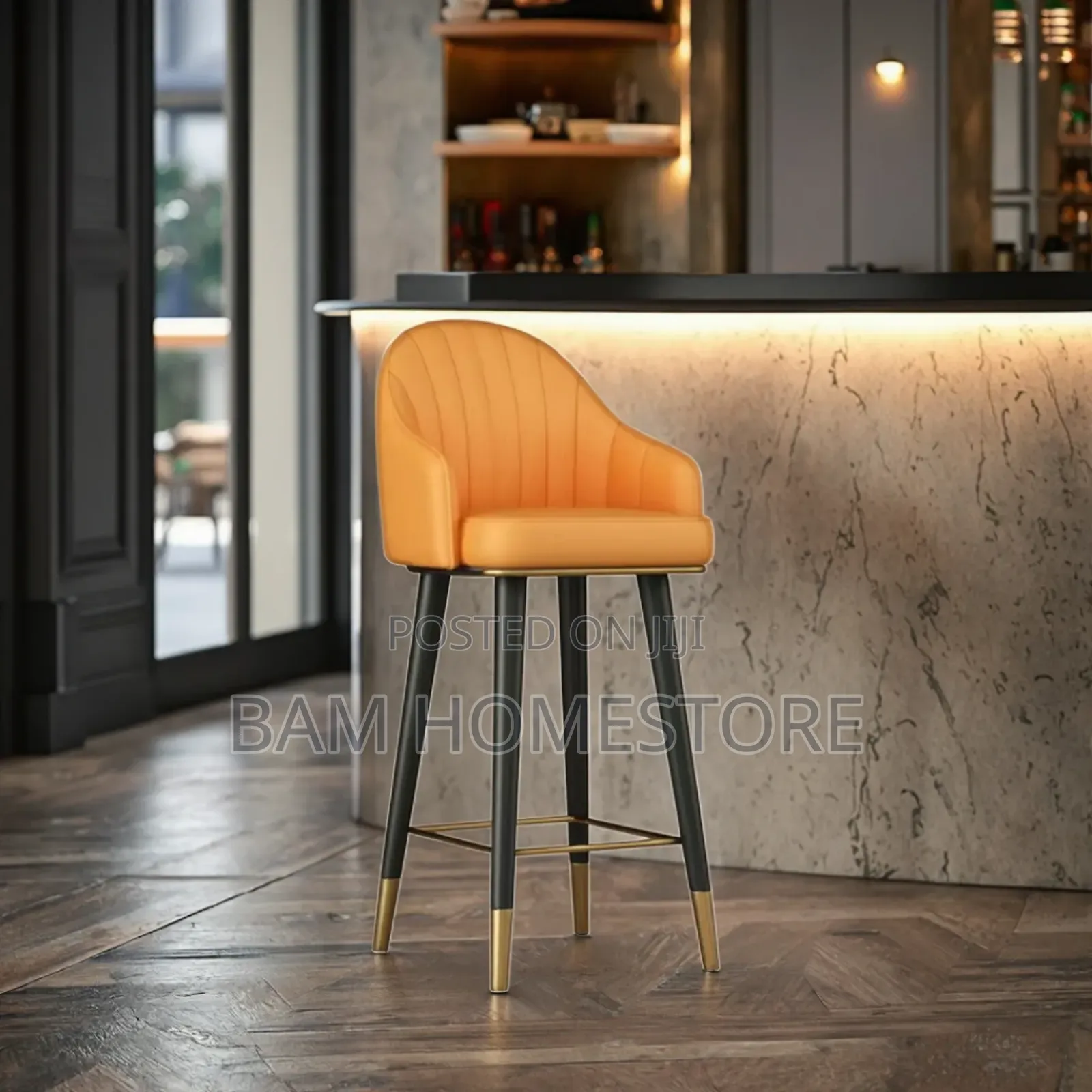 Modern Long Stools With Gold Accents