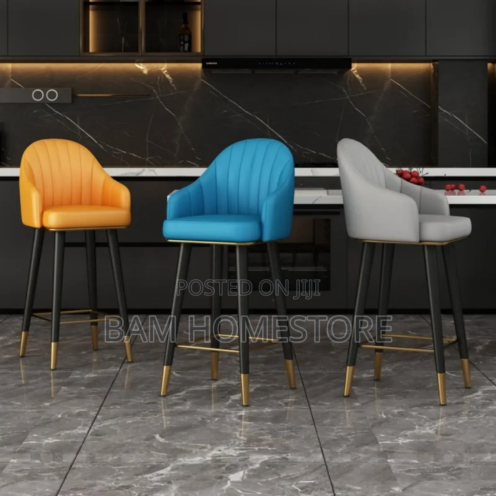 Modern Long Stools With Gold Accents