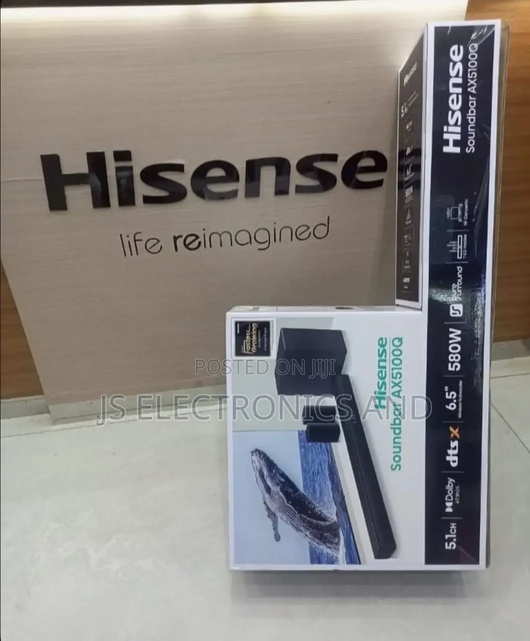 Hisense Soundbar 580w Ax5100q Channel 5.1 Dolby Atmos Wireless.