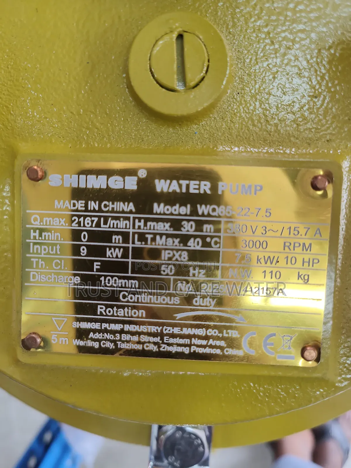Shimge Sawege Pump 10hp (3inch)