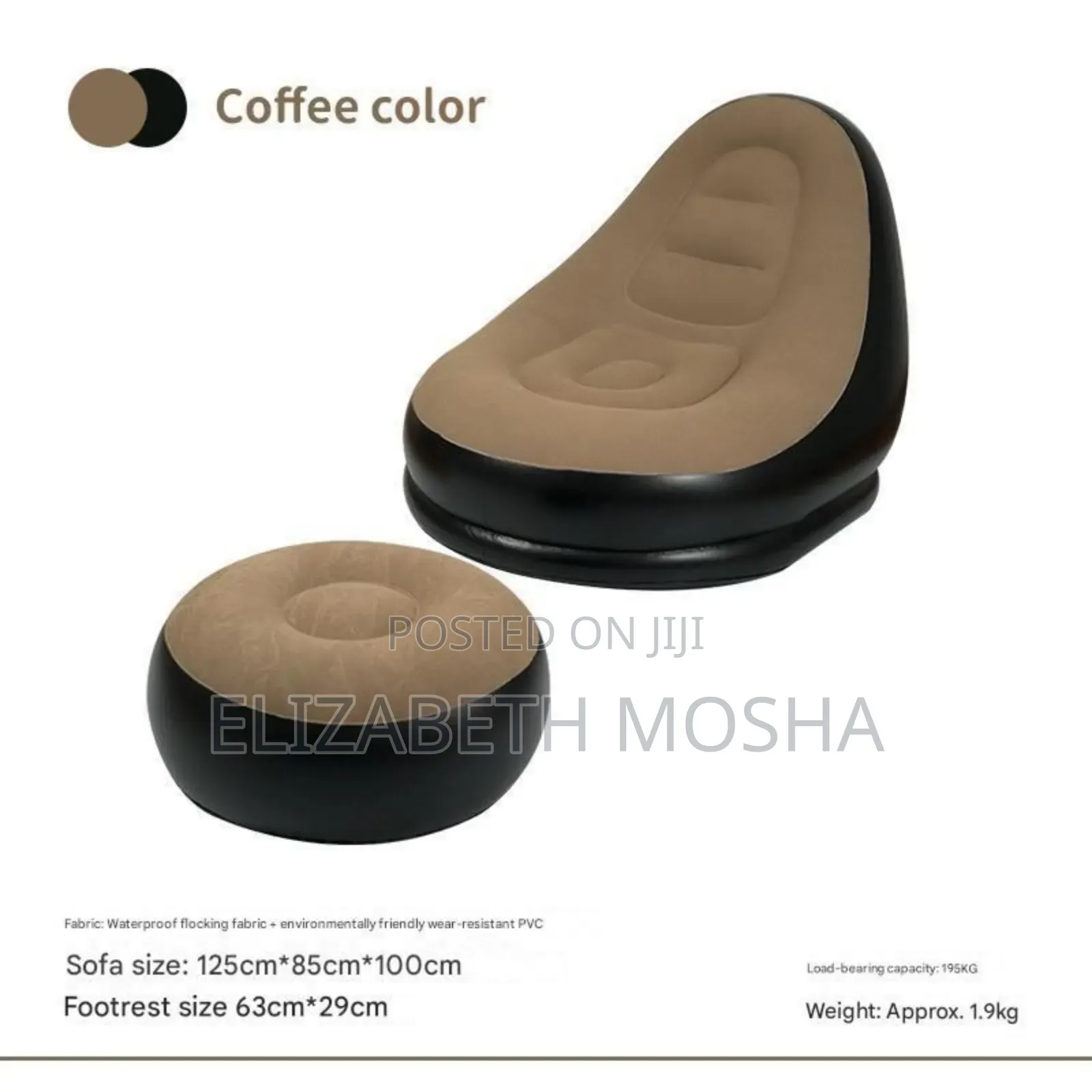 *#Inflatable Velvet Sofa With Foot Rest
