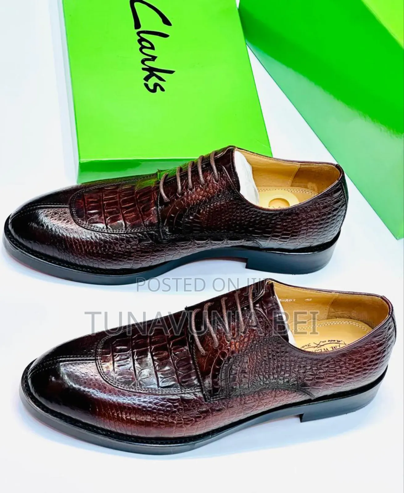 Crocodile Shoes / Dark Brown Leather Shoes