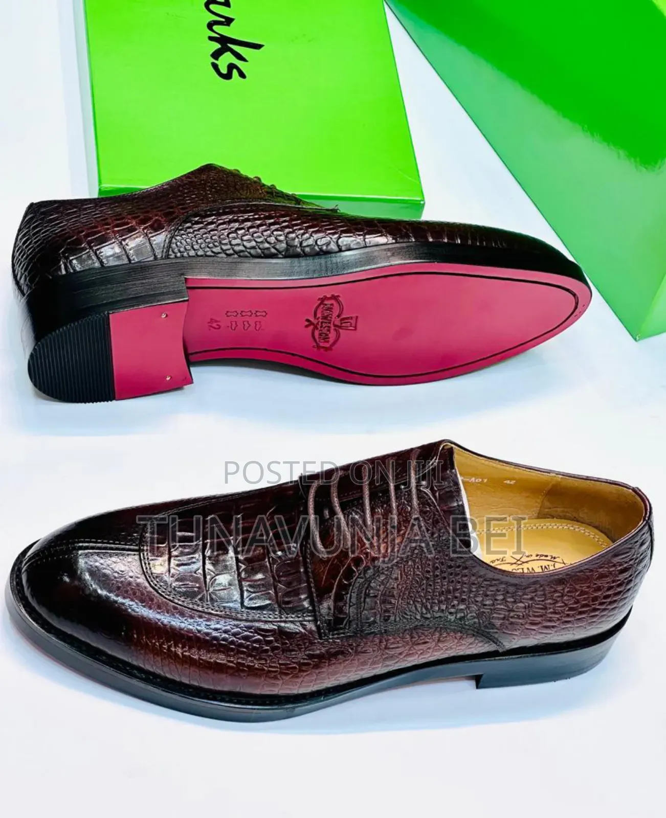 Crocodile Shoes / Dark Brown Leather Shoes