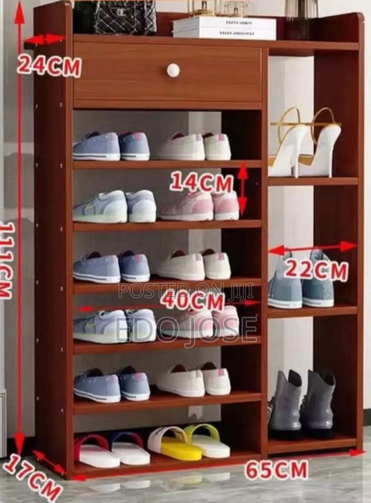 Wooden Shoe Rack With Drawers