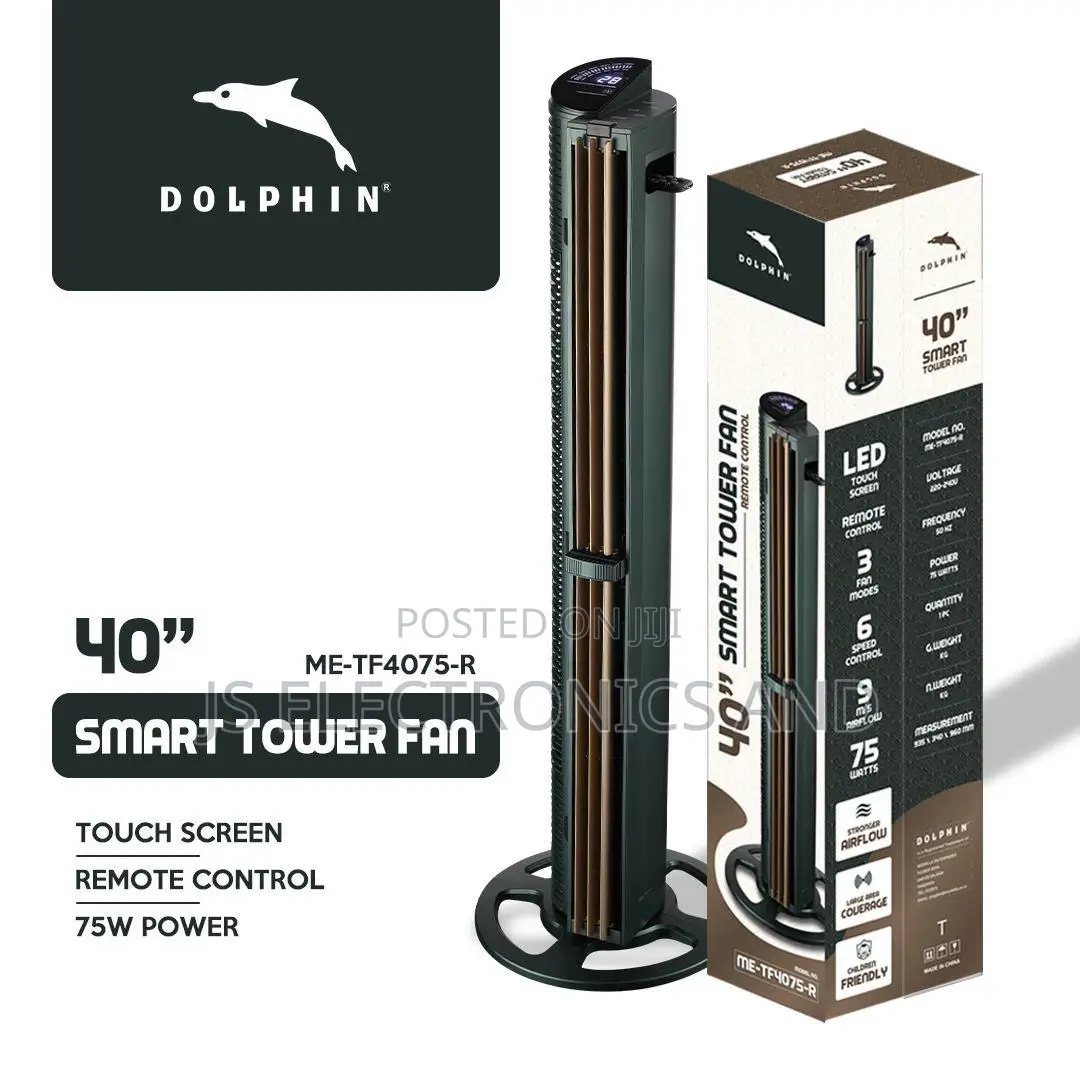 Dolphin Tower Fan Smart Led Touch Screen Three Modes Energy Saving