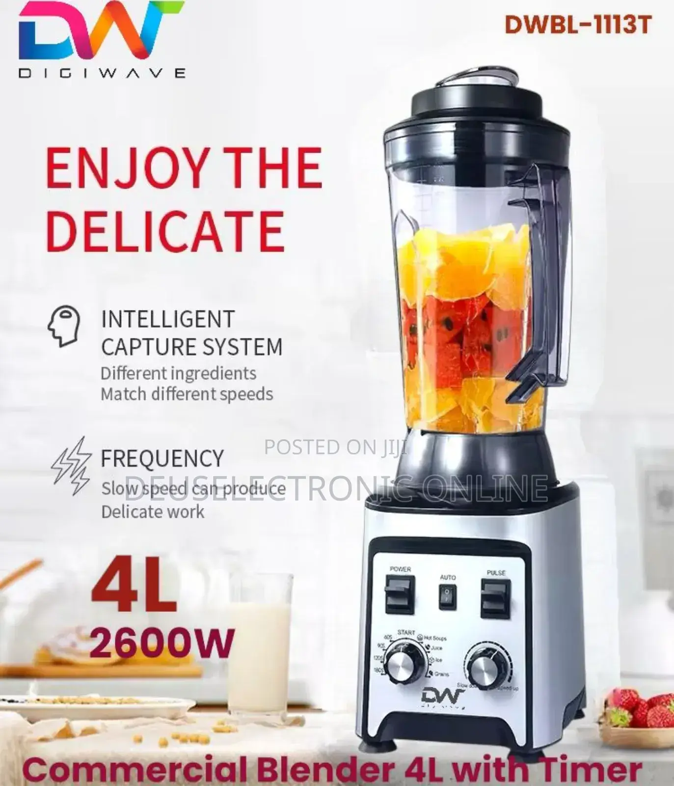 *Digiwave Commercial Blender 4l With Timer 2600w