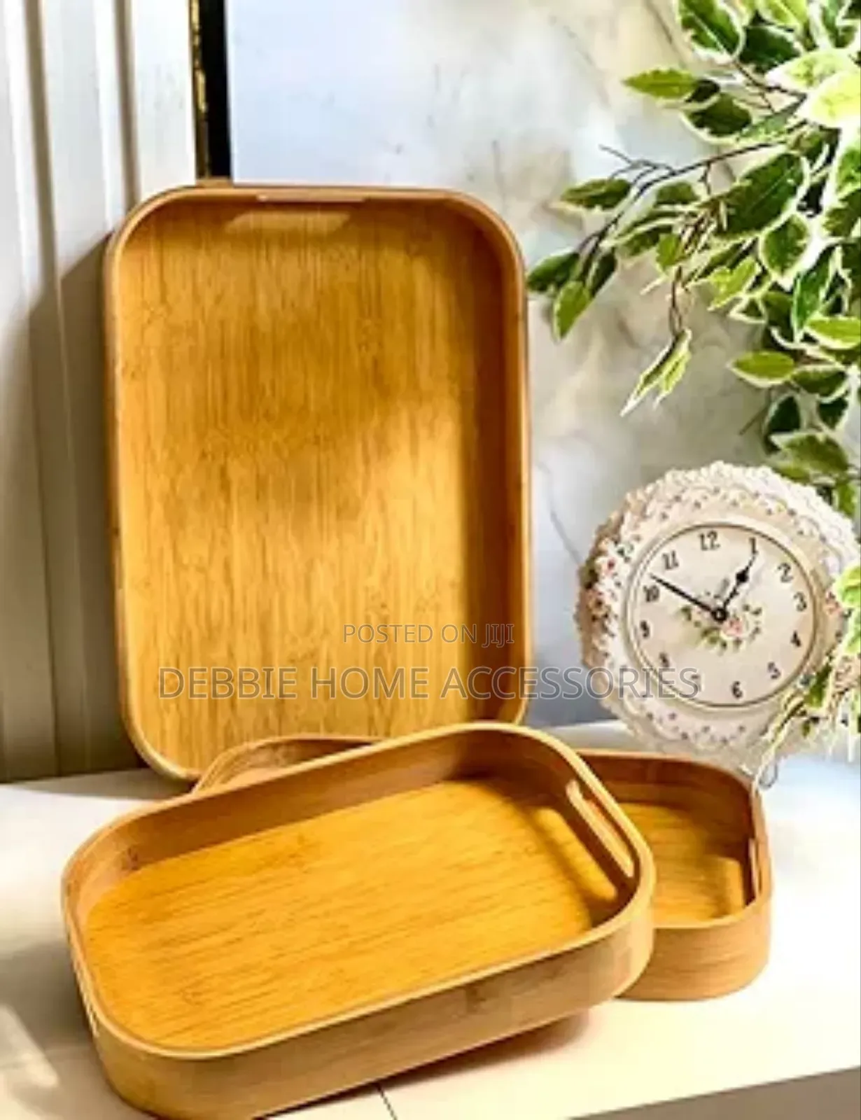 3-Piece Bamboo Serving Tray Set.