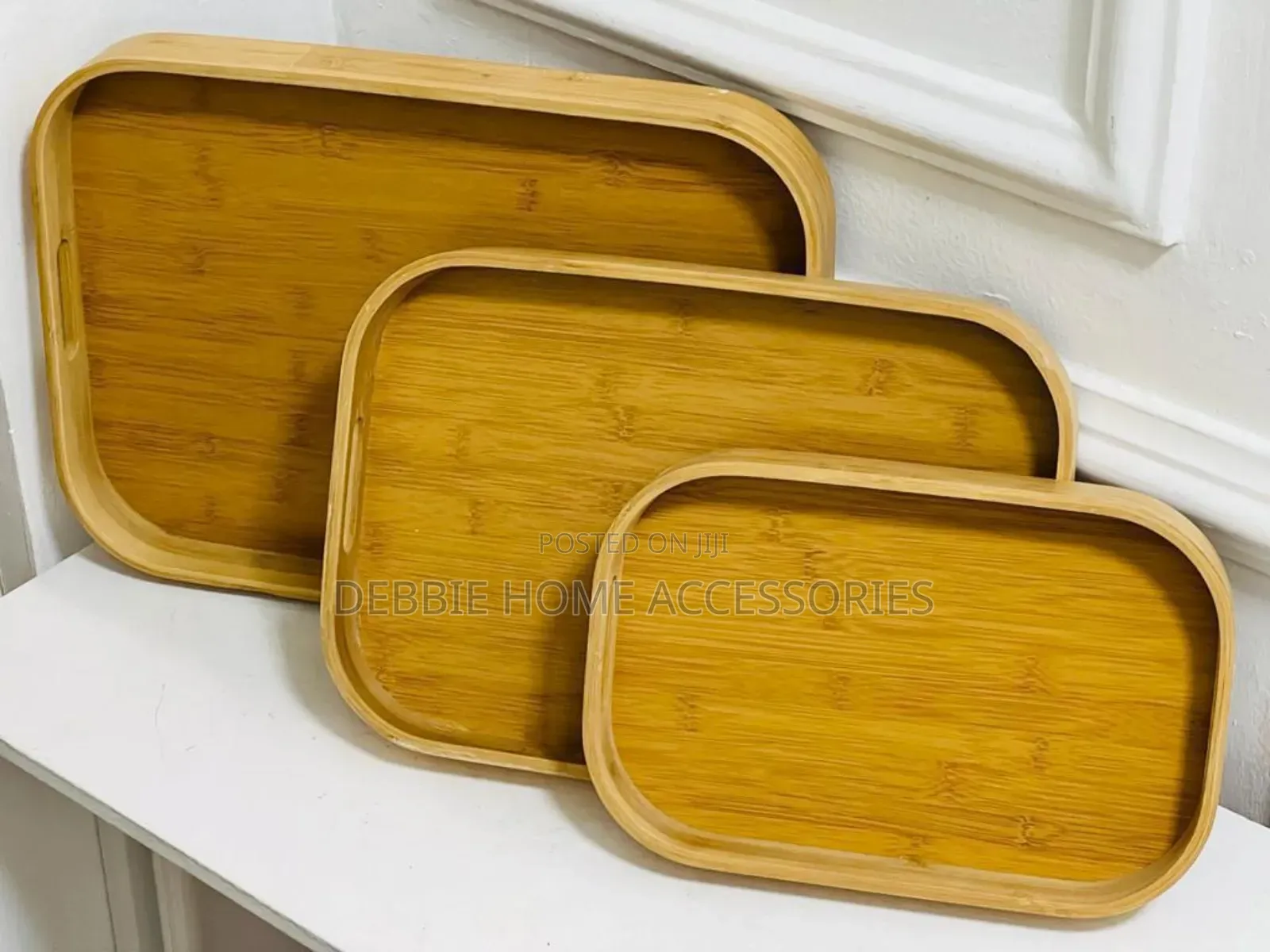 3-Piece Bamboo Serving Tray Set.