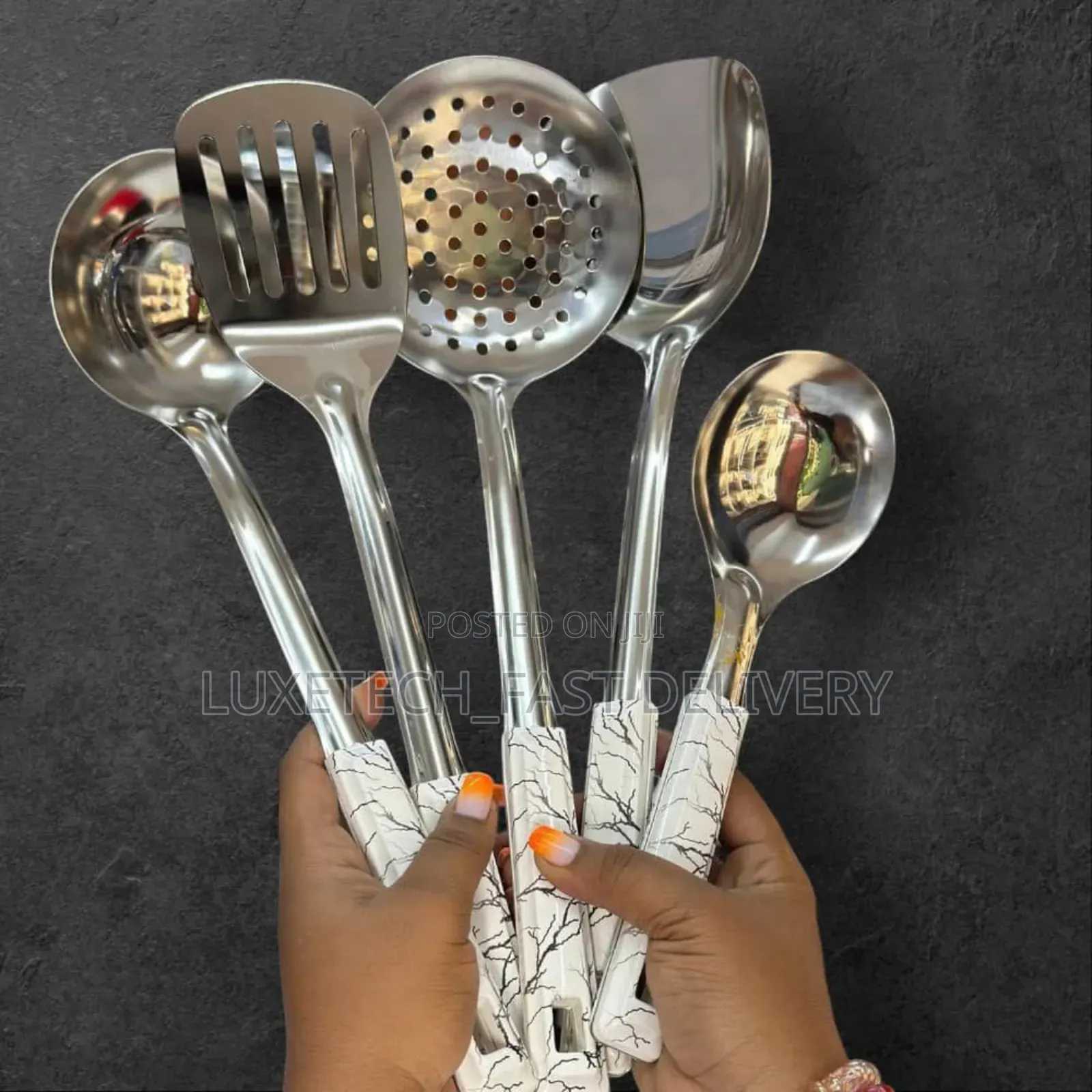 Stainless Steel Cooking Utensils (Ladle,Slotted Spatula,Skimmer,Spoon)