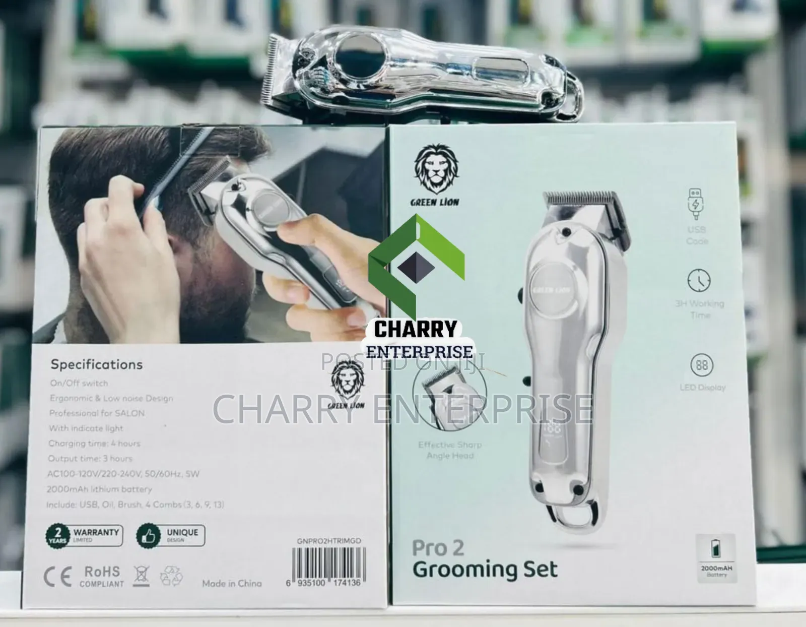 Professional Green Lion Hair Trimmer
3hrs Rechargeable 2000mah Battery