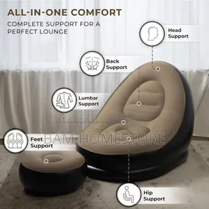 Inflatable Velvet Sofa With Footrest Stool