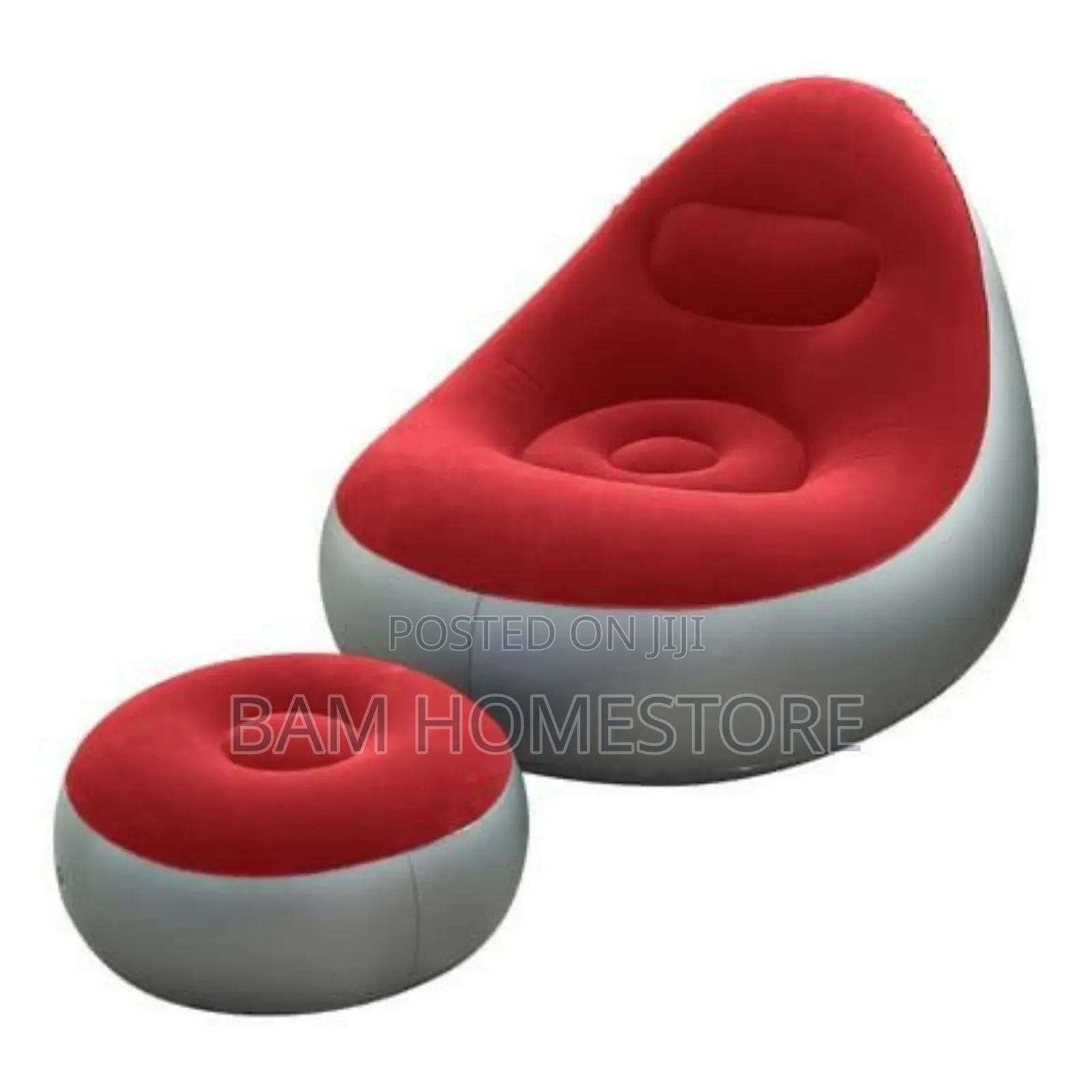 Inflatable Velvet Sofa With Footrest Stool