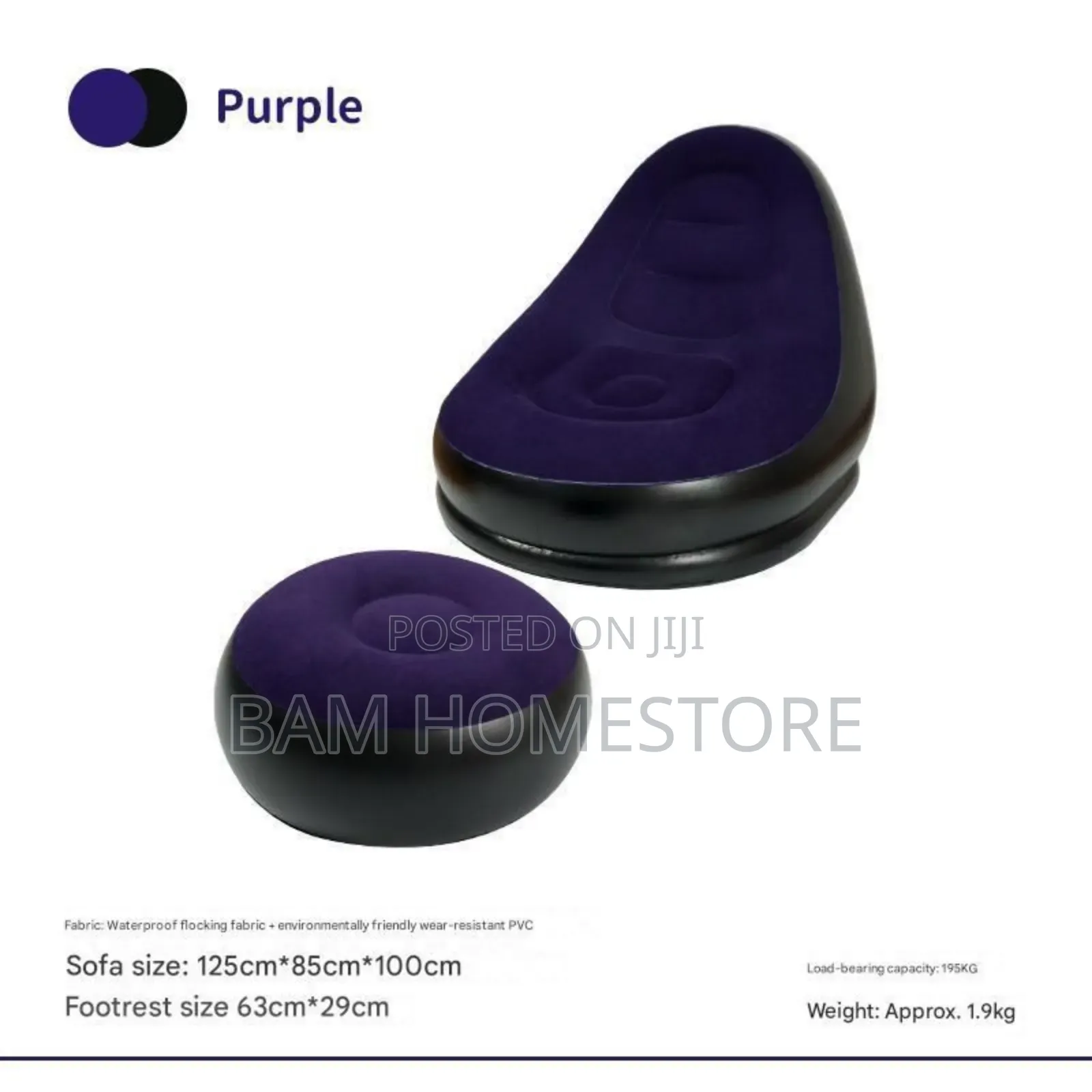 Inflatable Velvet Sofa With Footrest Stool