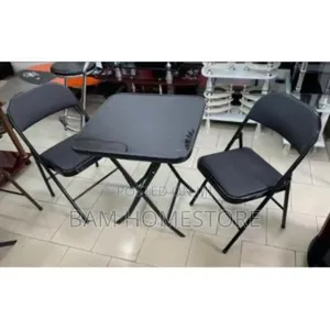 Foldable Table With Tempered Glass + 2 Chairs