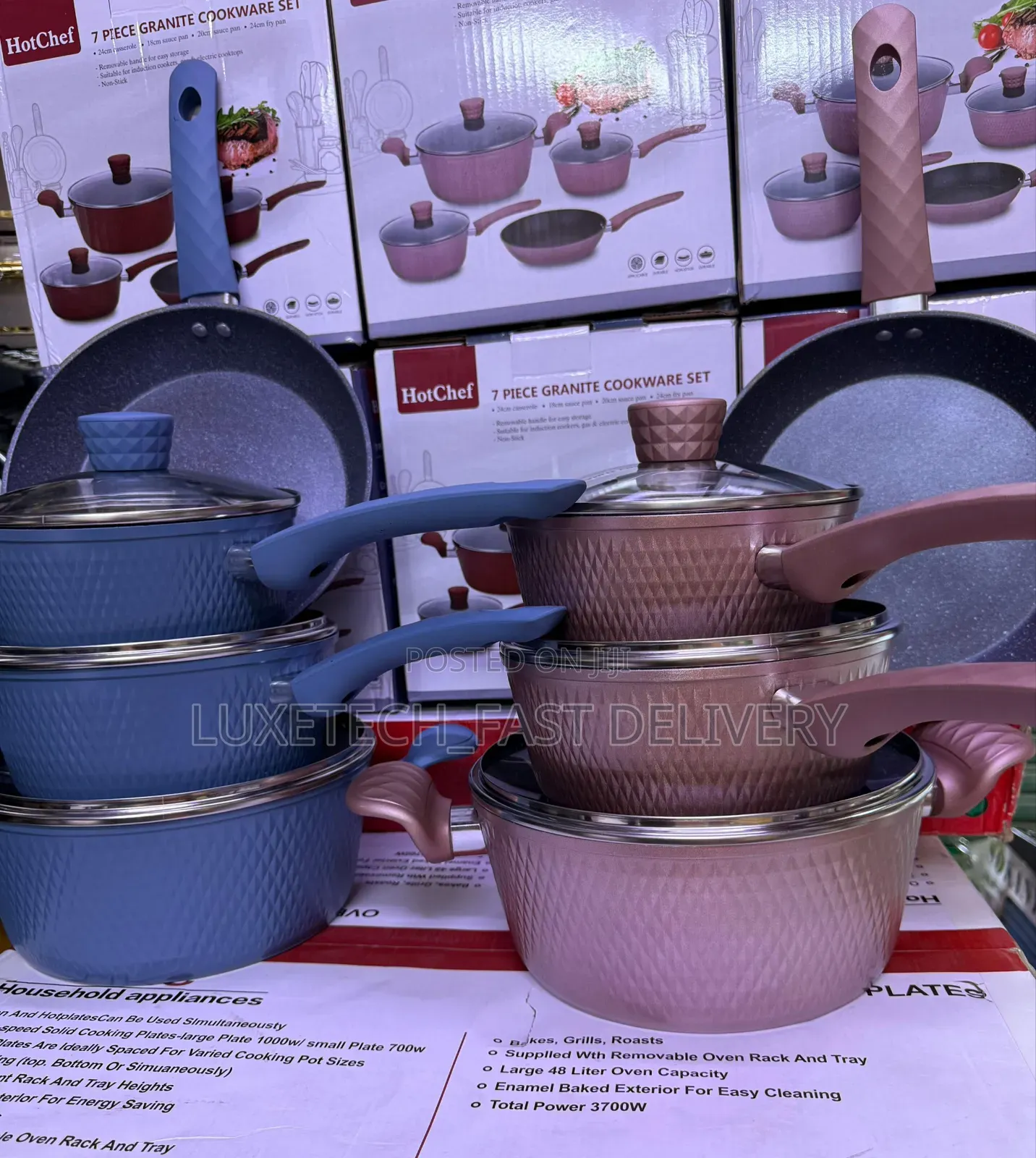 Hotchef 4-Piece Granite Cookware Sets (3 Sufuria + 1 Frying Pan)