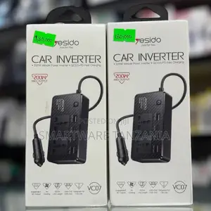 Yesido Vc07 200w Car Inverter Fast Charging Adapter With 2 Ac + 2 Usb