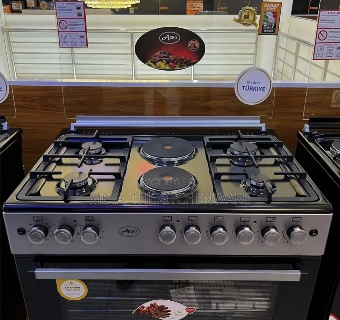 Aero Cooker 4 Gas + 2 Electric Hot Plates + Electric Oven (90 X 60)Cm
