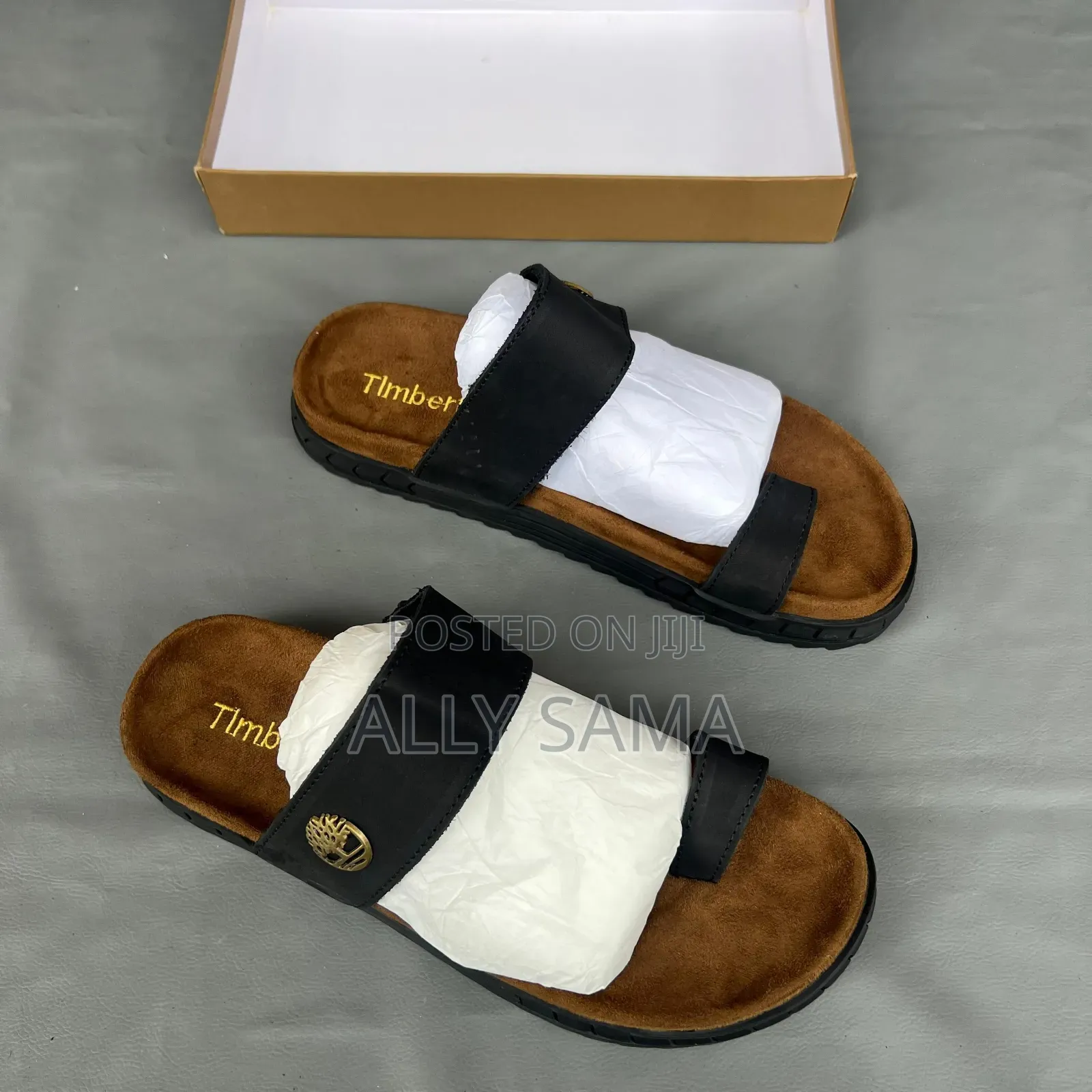 Mens Sandals Timberland Material Leather Color Black [Solebrown Black]
