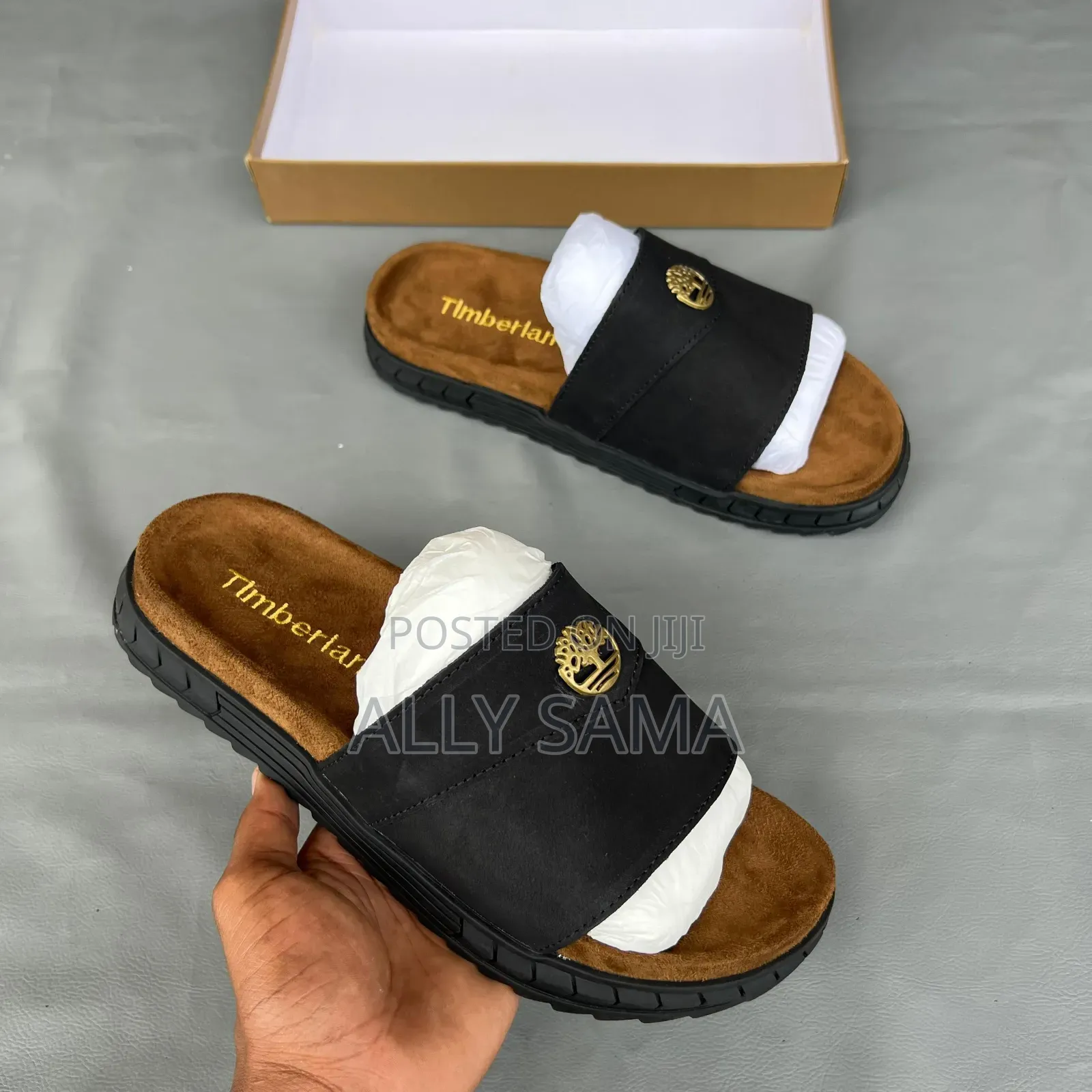 Mens Sandals Timberland Material Leather Color Black [Solebrown Black]