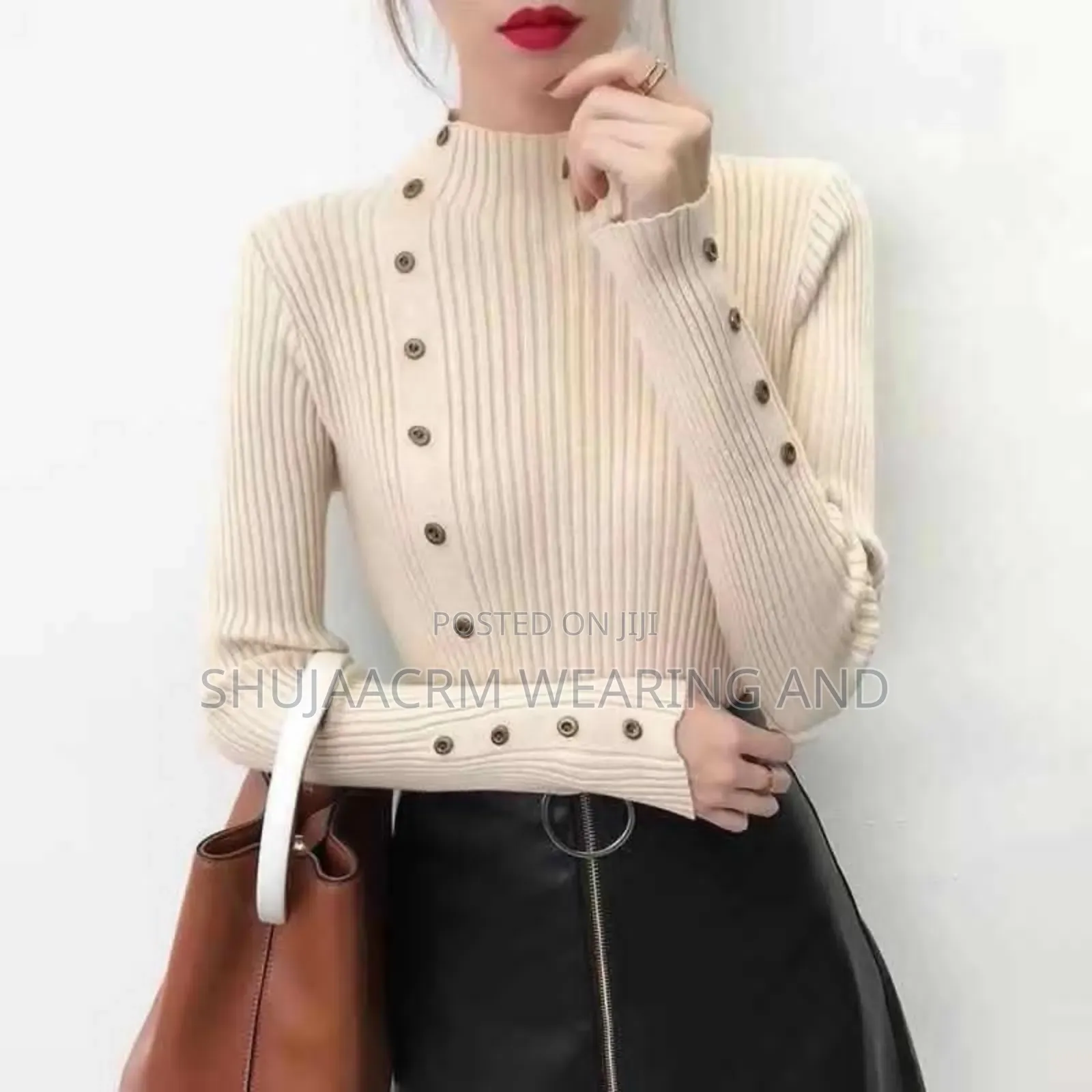 Knitted Button Tee Available Free Size |Ladies Pullneck