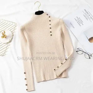 Knitted Button Tee Available Free Size |Ladies Pullneck