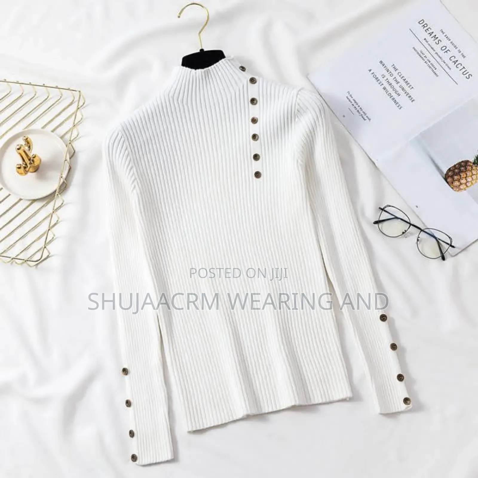 Knitted Button Tee Available Free Size |Ladies Pullneck