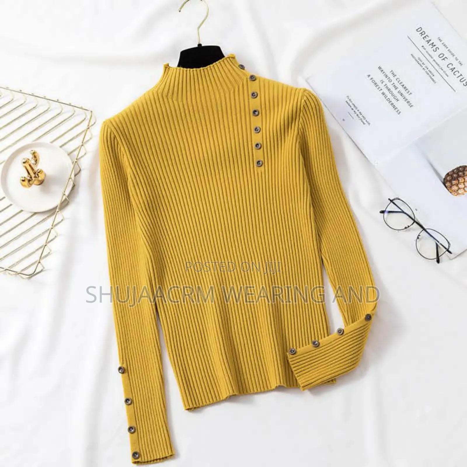 Knitted Button Tee Available Free Size |Ladies Pullneck