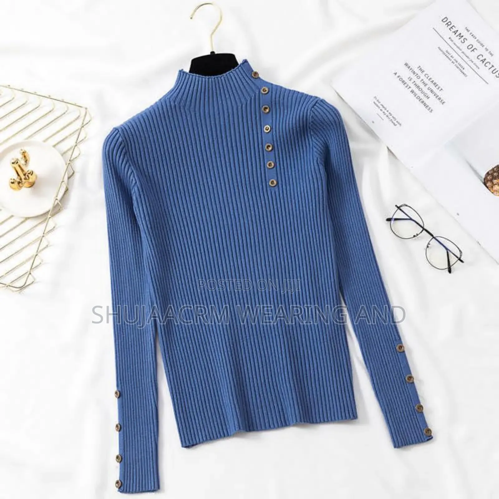 Knitted Button Tee Available Free Size |Ladies Pullneck