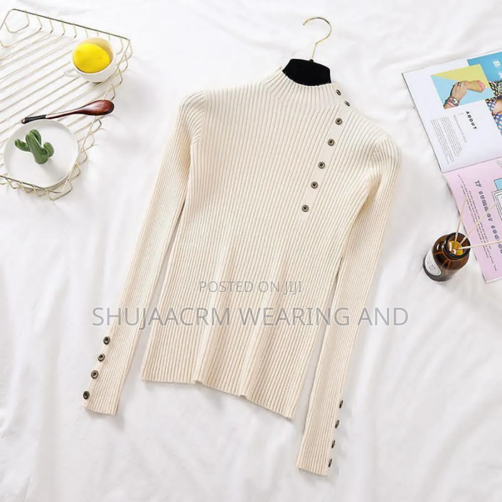 Knitted Button Tee Available Free Size |Ladies Pullneck