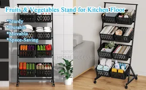 Movable Storage Rack With Detachable Baskets-4tier Double