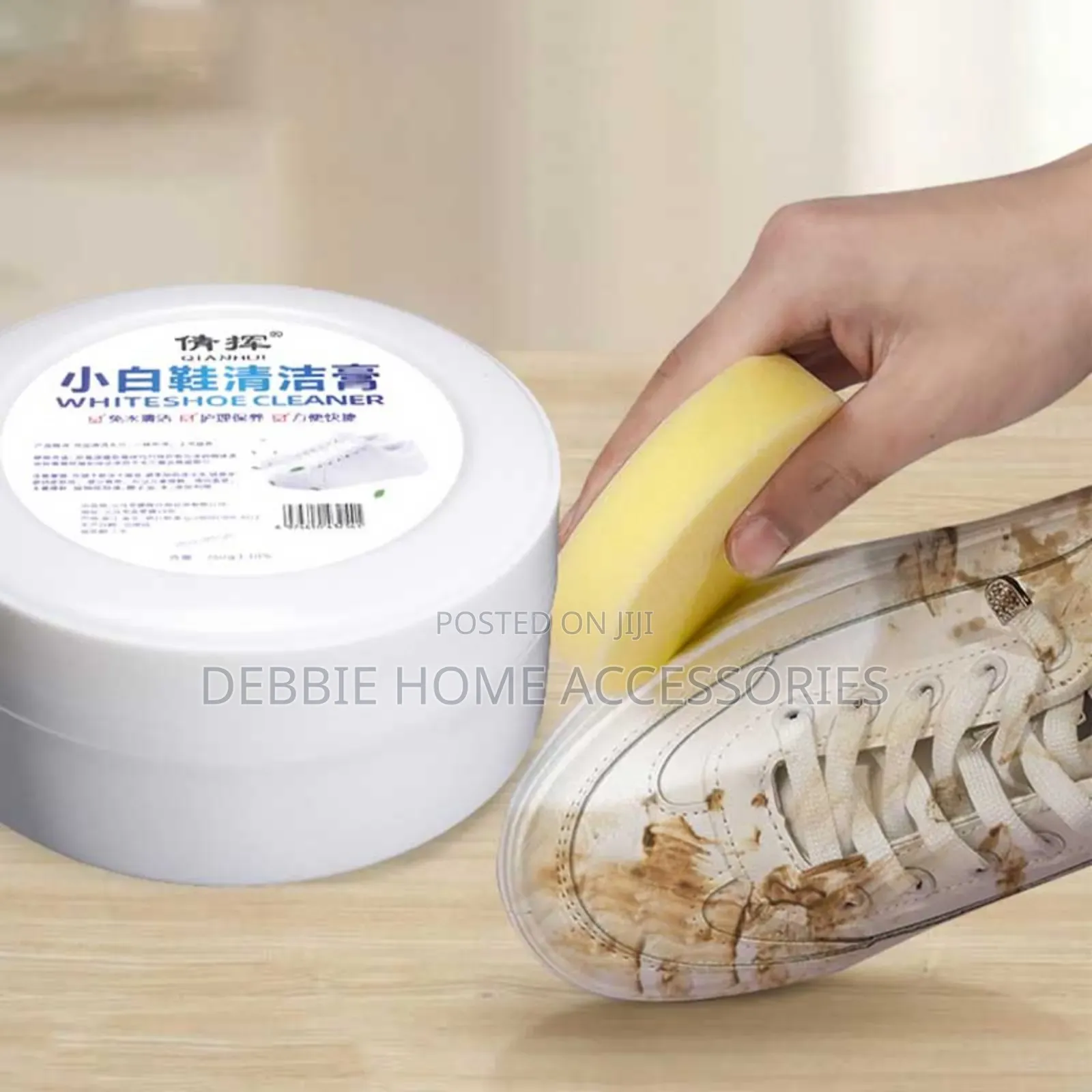White Shoe Cleaning Cream With Sponge