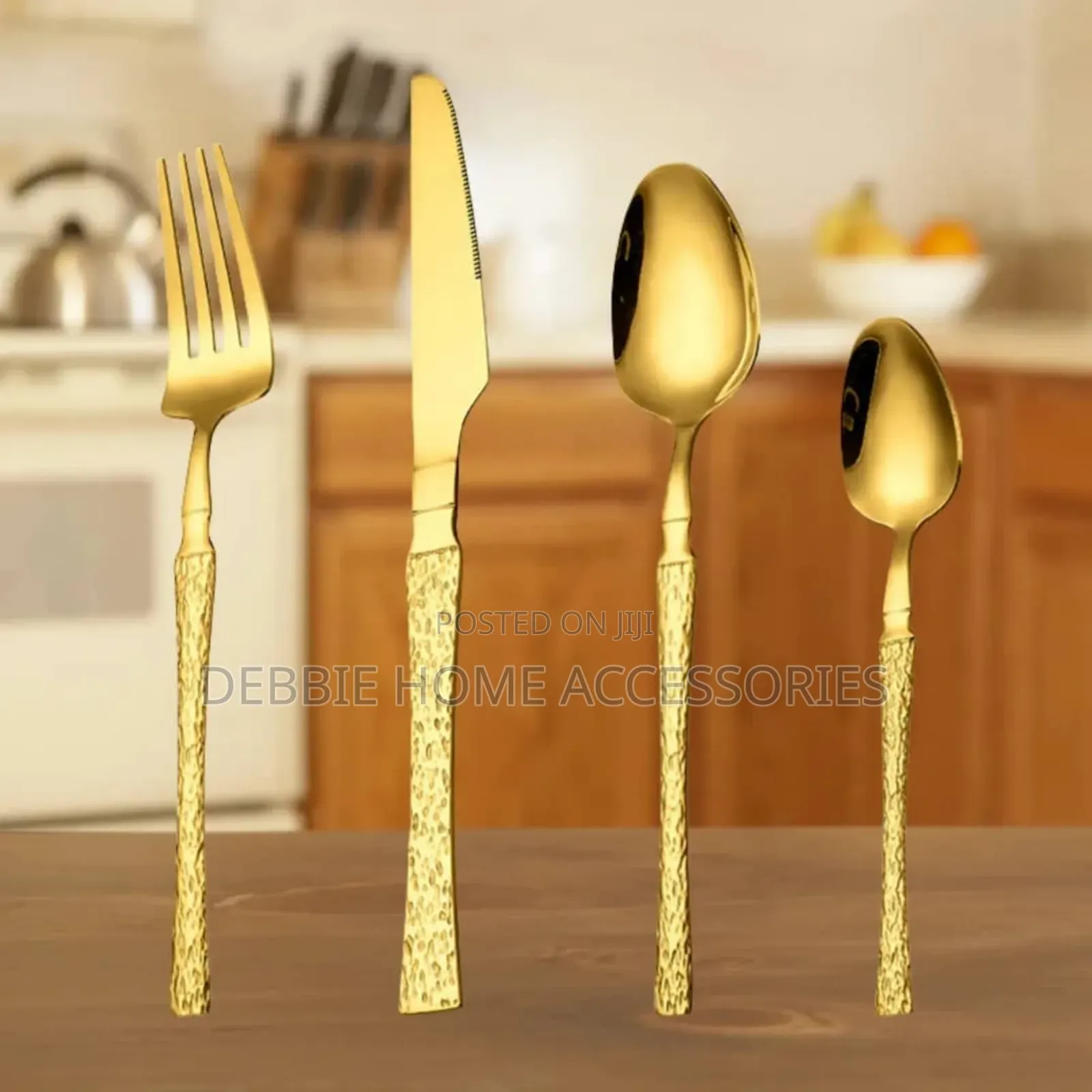 24-Piece Gold-Accented Flatware Set Each 6pcs