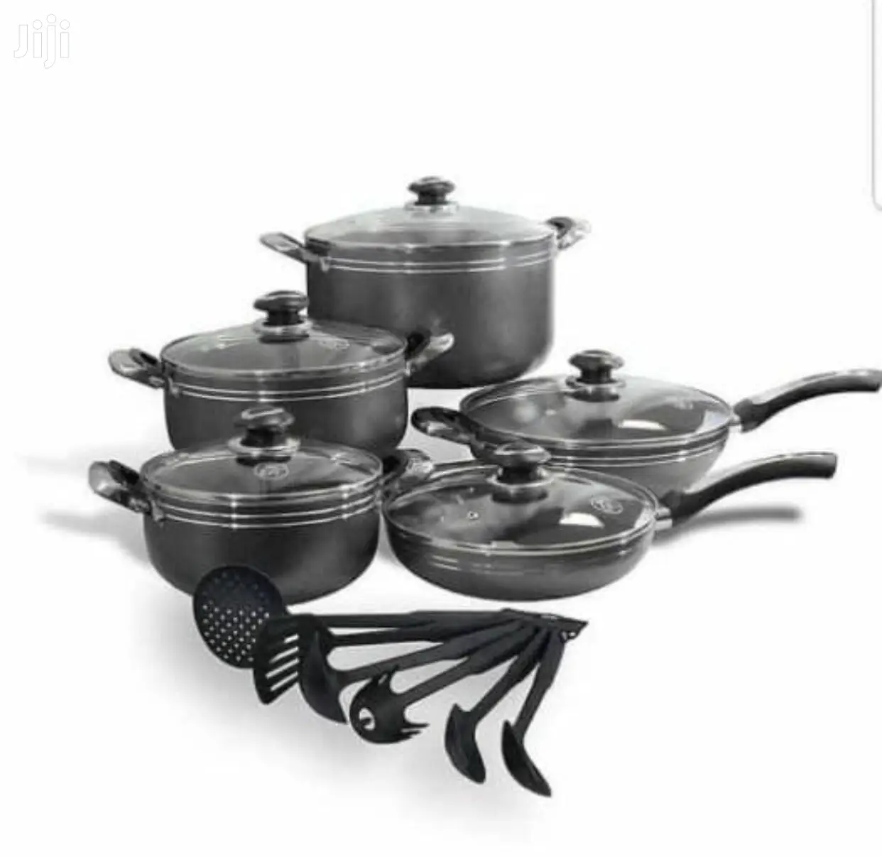 Sufuria Tatu, Frying Pa Mbili Na Miko Sita Ya Silicon