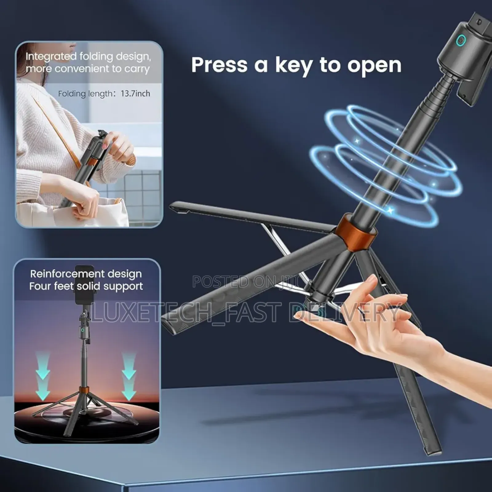 Q13 Smart Selfie Stick, Tabletop Stand, and Tripod (3-in-1) Automatic