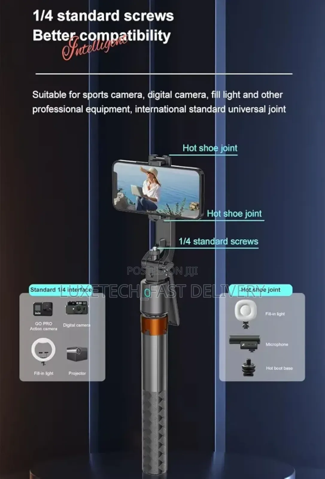 Q13 Smart Selfie Stick, Tabletop Stand, and Tripod (3-in-1) Automatic