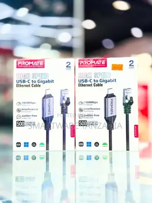 Promate Ultra-Fast Ethernet to Usb-C Adapter Cable With 1000mbps Rj45