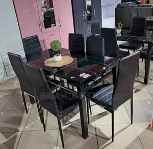 8-Seater Black Glass Dining Set