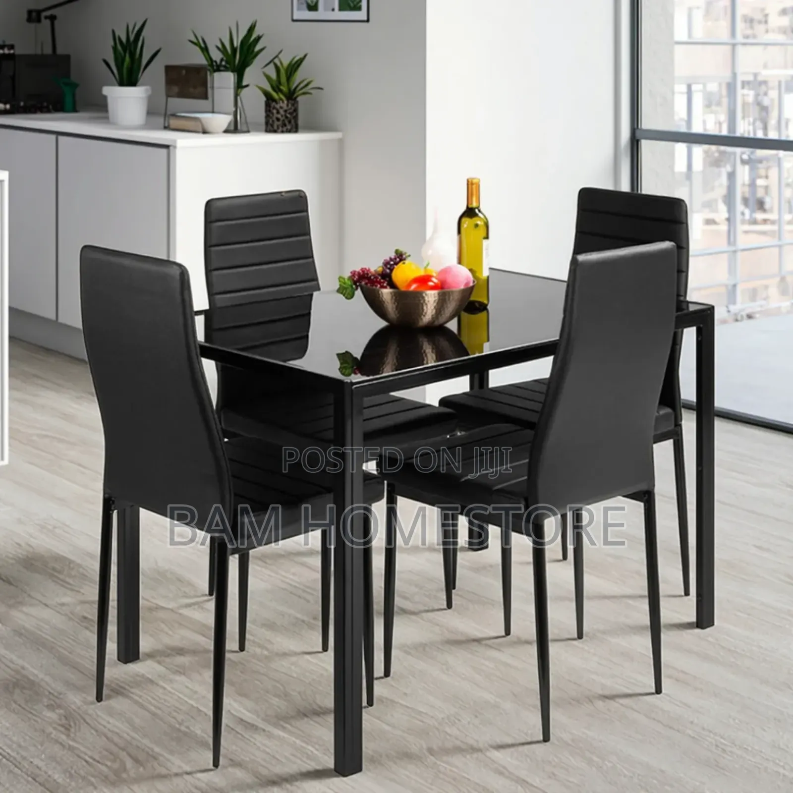 8-Seater Black Glass Dining Set