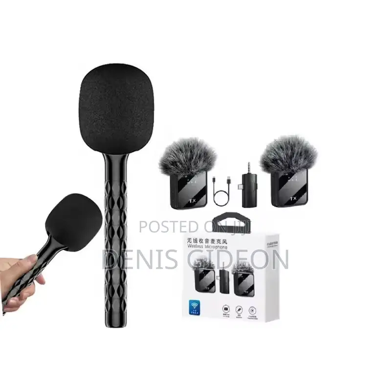 Double Wireless Microphone With One Handle Stick