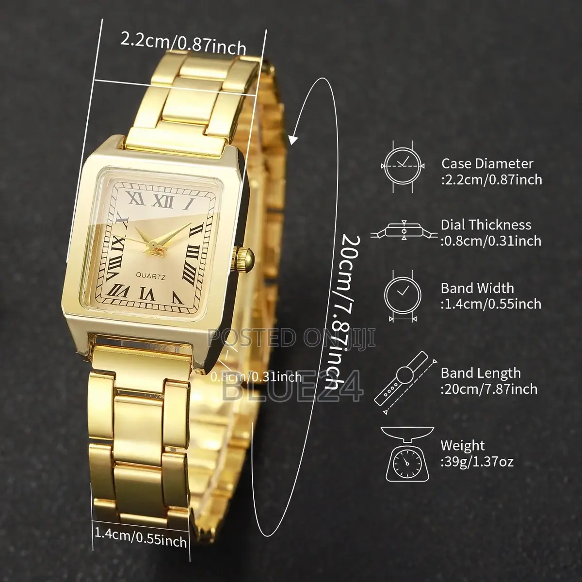 2pcs Fashion Square Dial Women Watches Ladies Quartz Wristwatches
