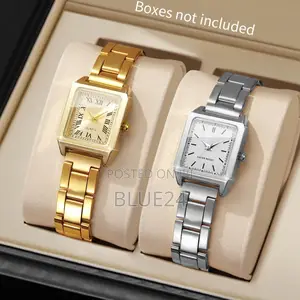2pcs Fashion Square Dial Women Watches Ladies Quartz Wristwatches
