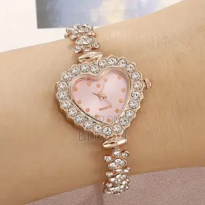 6pcs Women's Watch Rhinestone Heart Pointer Quartz Watch Cute Bracelet