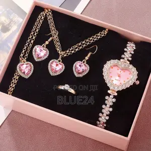 6pcs Women's Watch Rhinestone Heart Pointer Quartz Watch Cute Bracelet