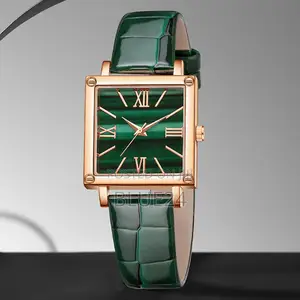 9pcs Green Women's Watch Set Fashion Trend Simple Rectangular Dial