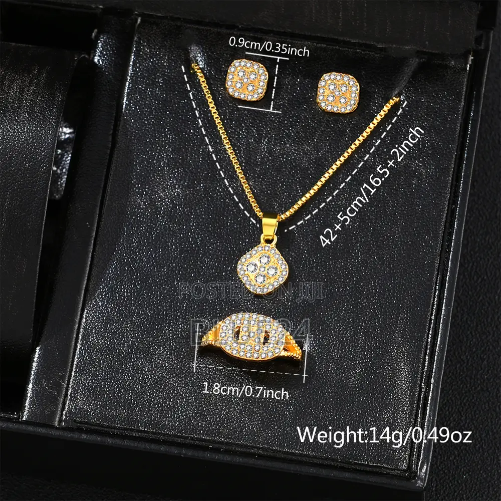 Fashion Luxury Women Gold Watch Bracelet Necklace 6pcs Set Ladies