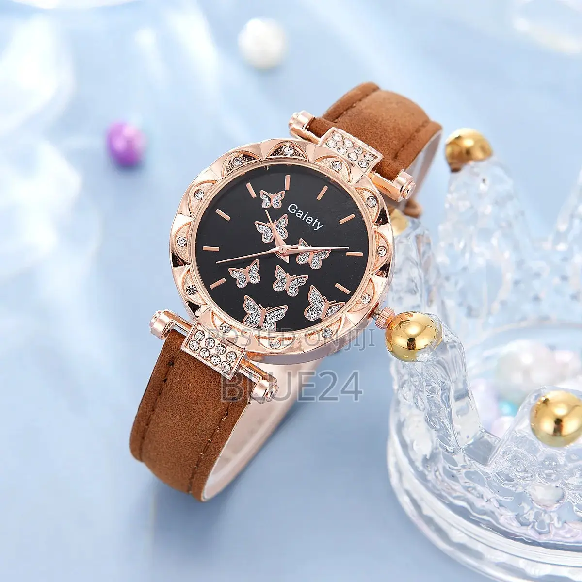 Women Watch Ring Necklace Earrings Bracelet Set Watches Butterfly